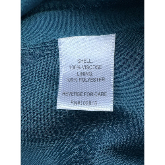 Garnet Hill Teal Floral Paisley V-neck Fit & Flare Dress Lined Pockets 12 Boho - Picture 14 of 16